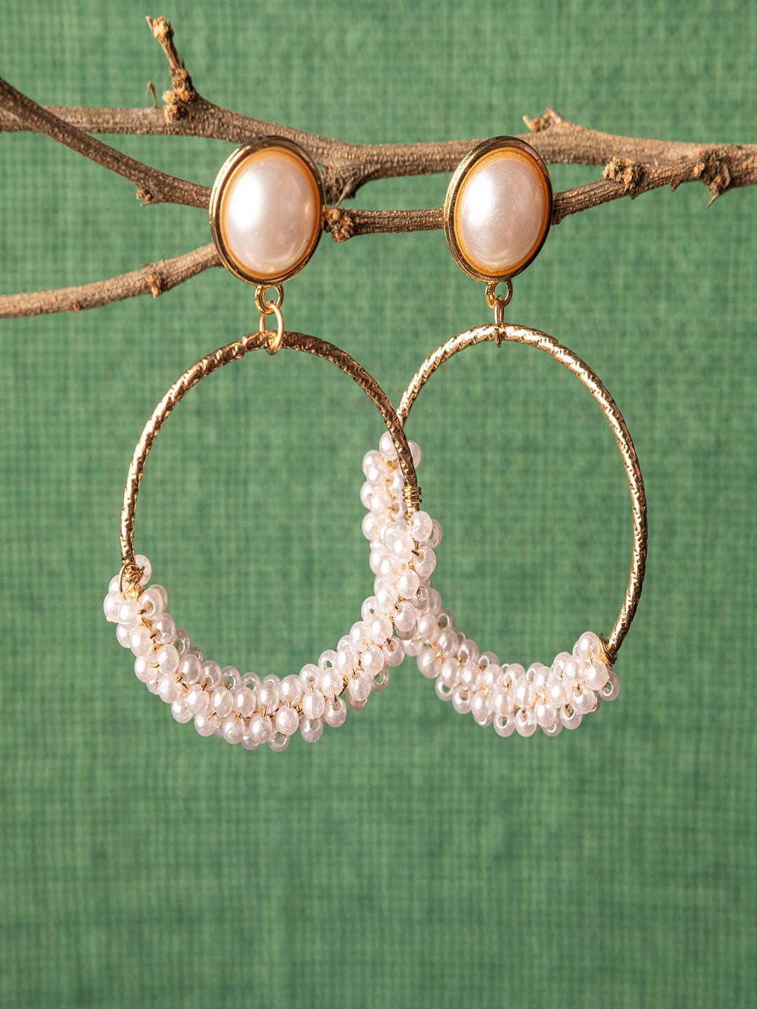 

Jewelz White Beaded Hoop Earrings