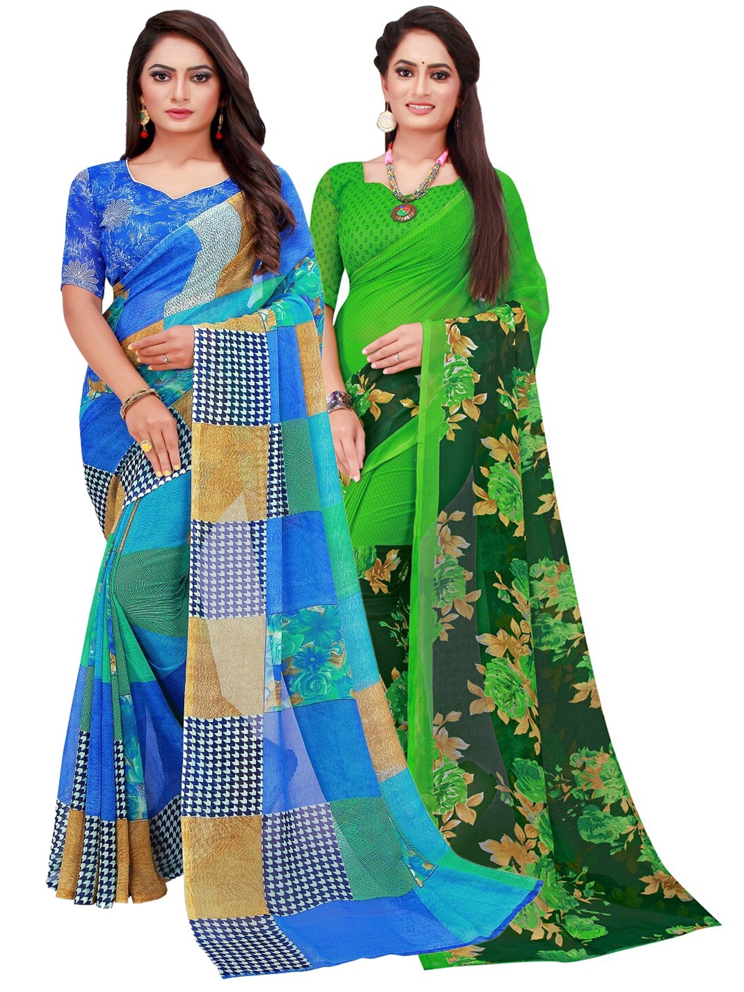 

KALINI Set of 2 Pure Georgette Saree, Blue