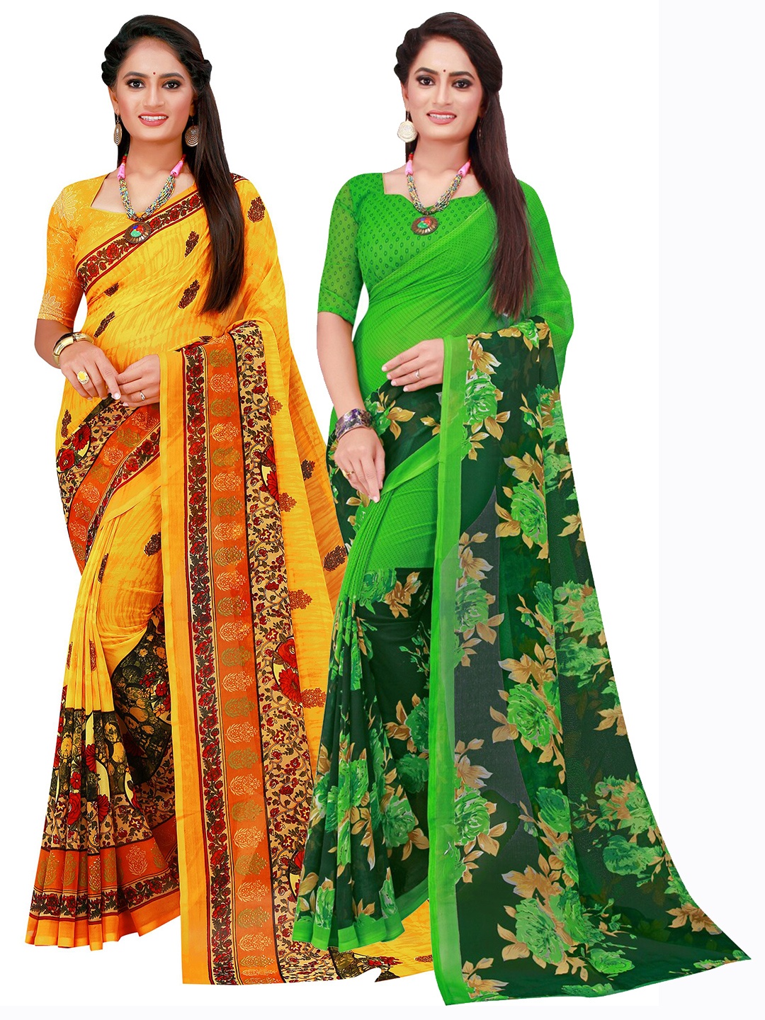 

KALINI Set of 2 Pure Georgette Saree, Green
