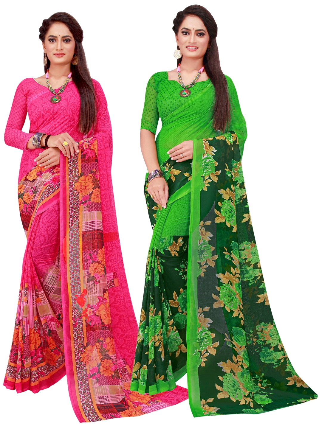 

KALINI Set of 2 Pure Georgette Saree, Magenta