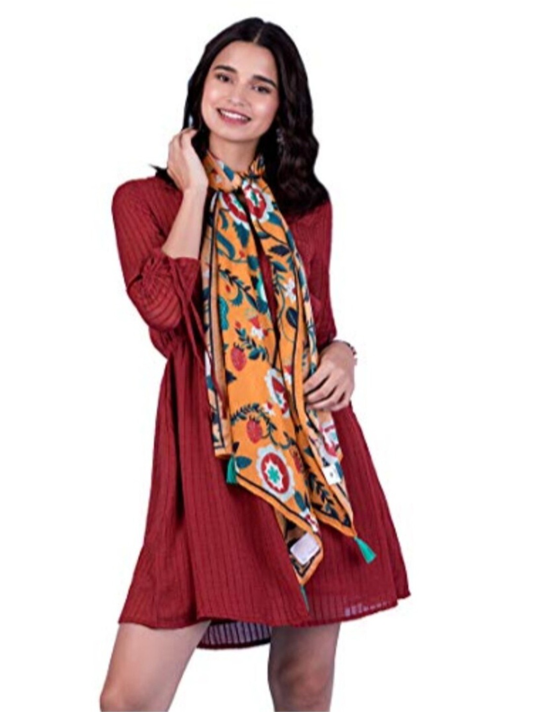 

Chumbak Women Orange & Green Printed Scarf