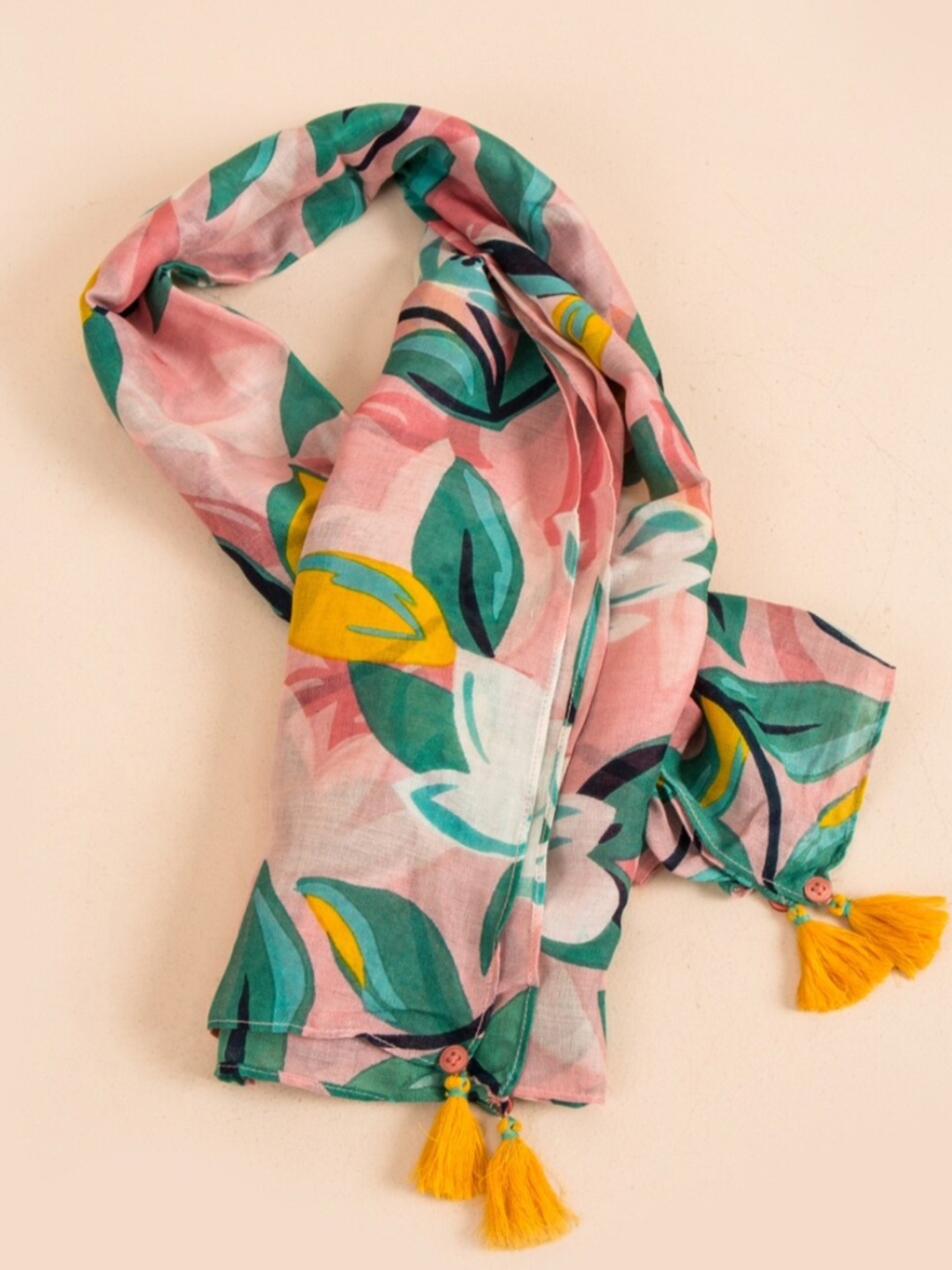 

Chumbak Women Peach-Coloured & White Printed Scarf