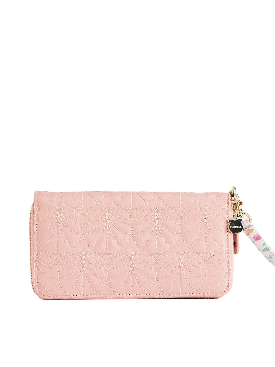 

Chumbak Women Pink Self Design PU Zip Around Wallet