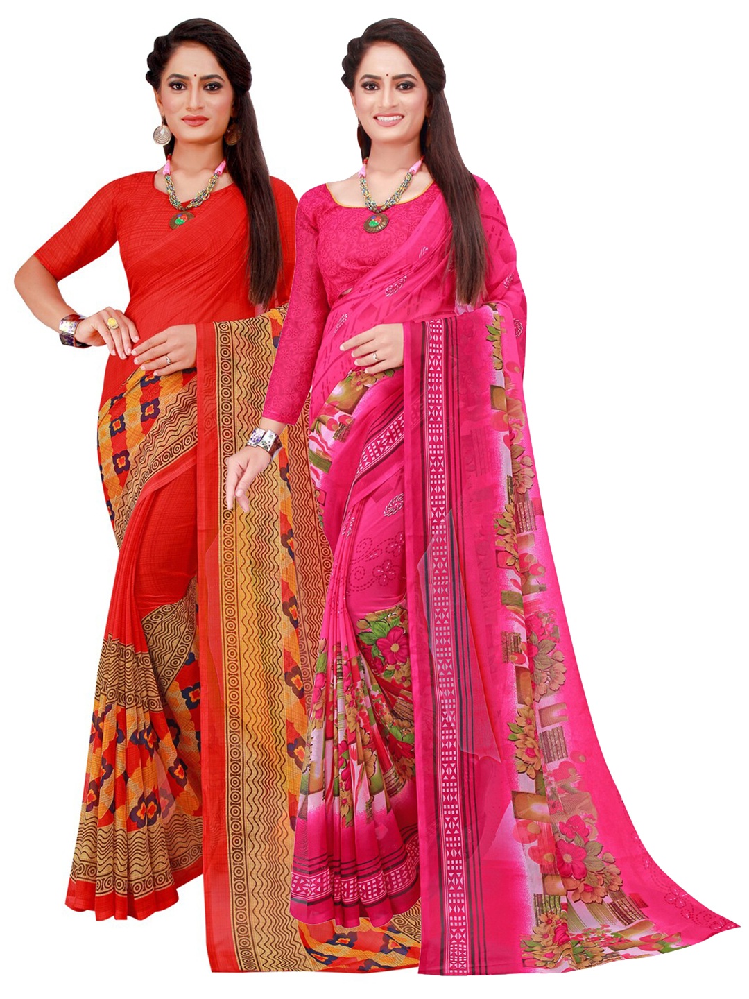 

Florence Pack Of 2 Pure Georgette Sarees, Pink