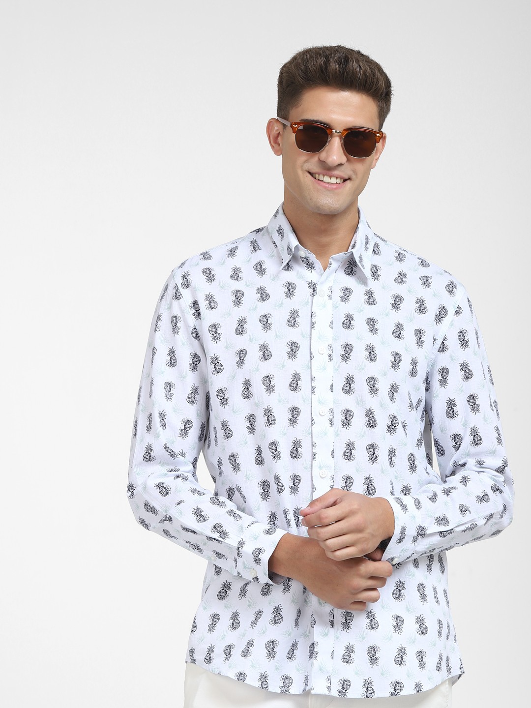 

SELECTED Men White Organic Cotton Casual Shirt