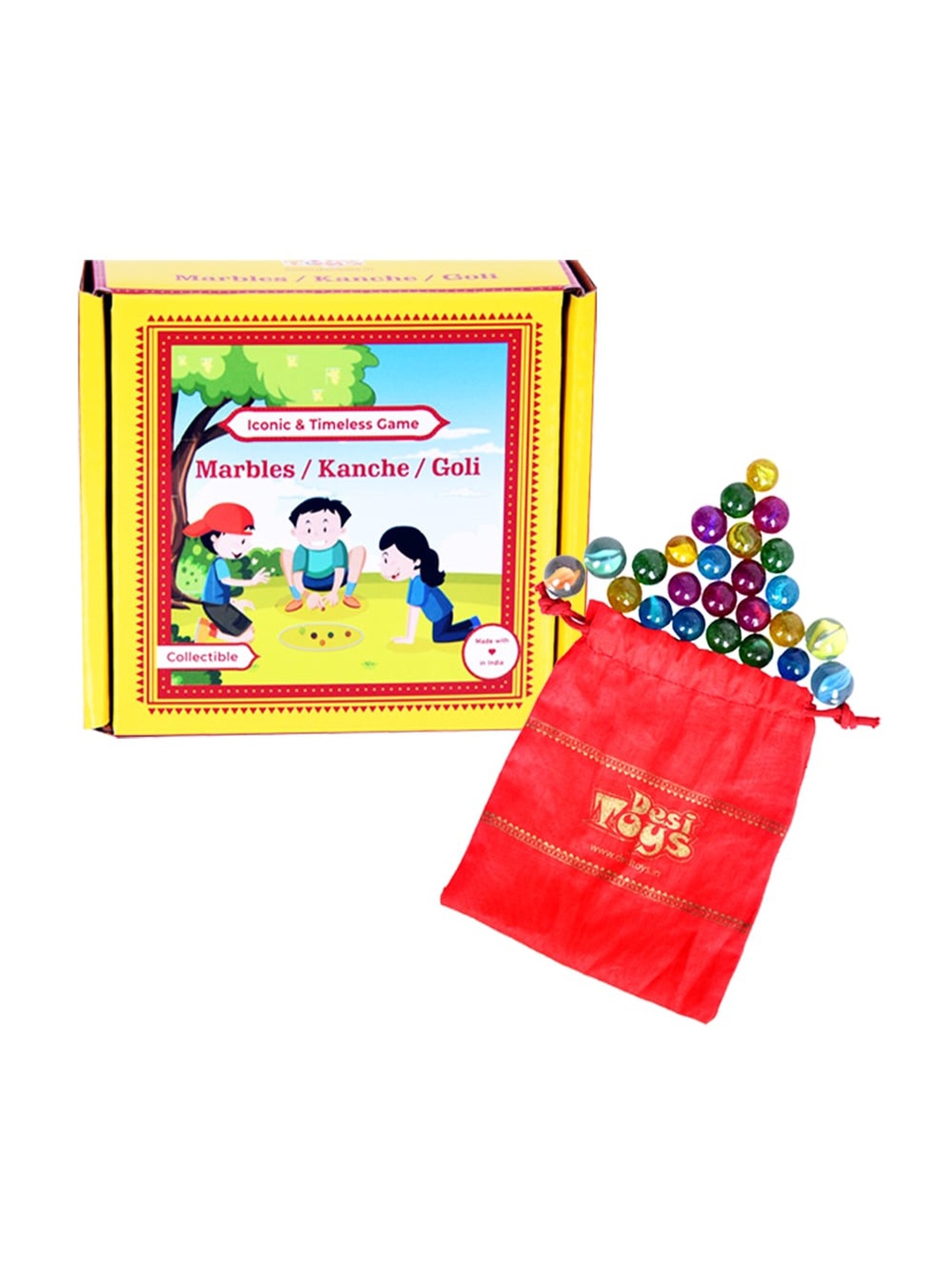 

Desi Toys Kids Multicolored Collectible Marble Game Set, Red