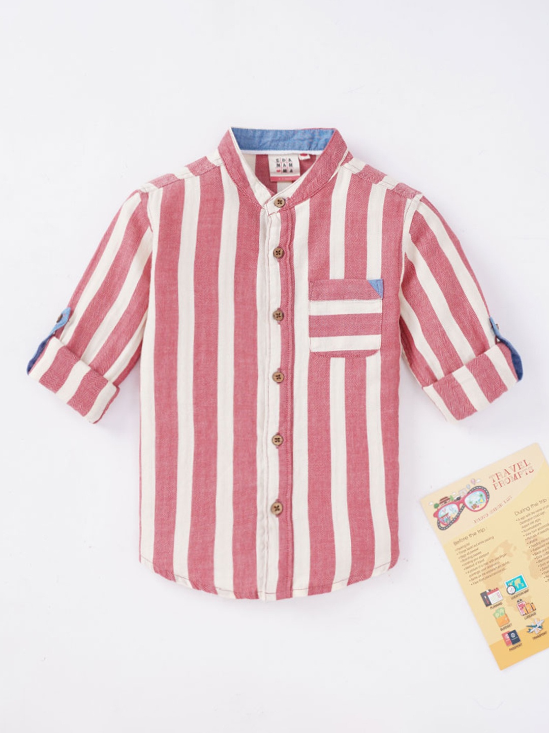 

Ed-a-Mamma Boys Red Premium Striped Casual Shirt