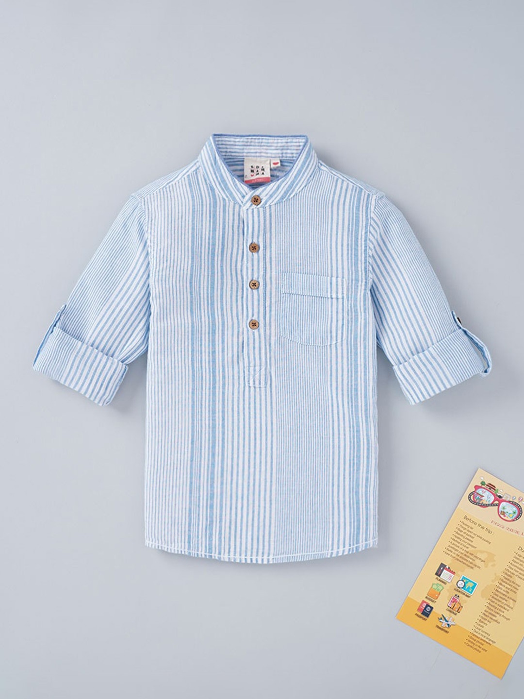 

Ed-a-Mamma Boys Blue Premium Striped Cotton Casual Shirt