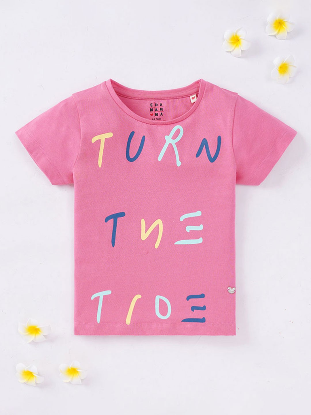 

Ed-a-Mamma Girls Pink Printed Cotton T-shirt