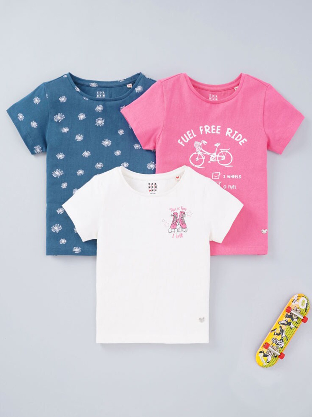

Ed-a-Mamma Girls Pack Of 3 Printed T-shirts, Pink