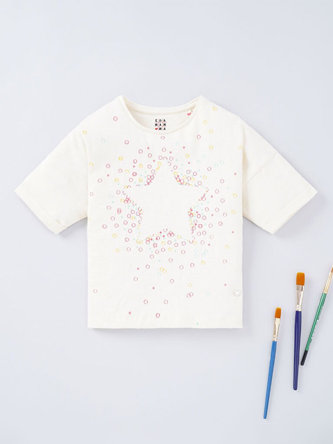 

Ed-a-Mamma Girls White Printed T-shirt