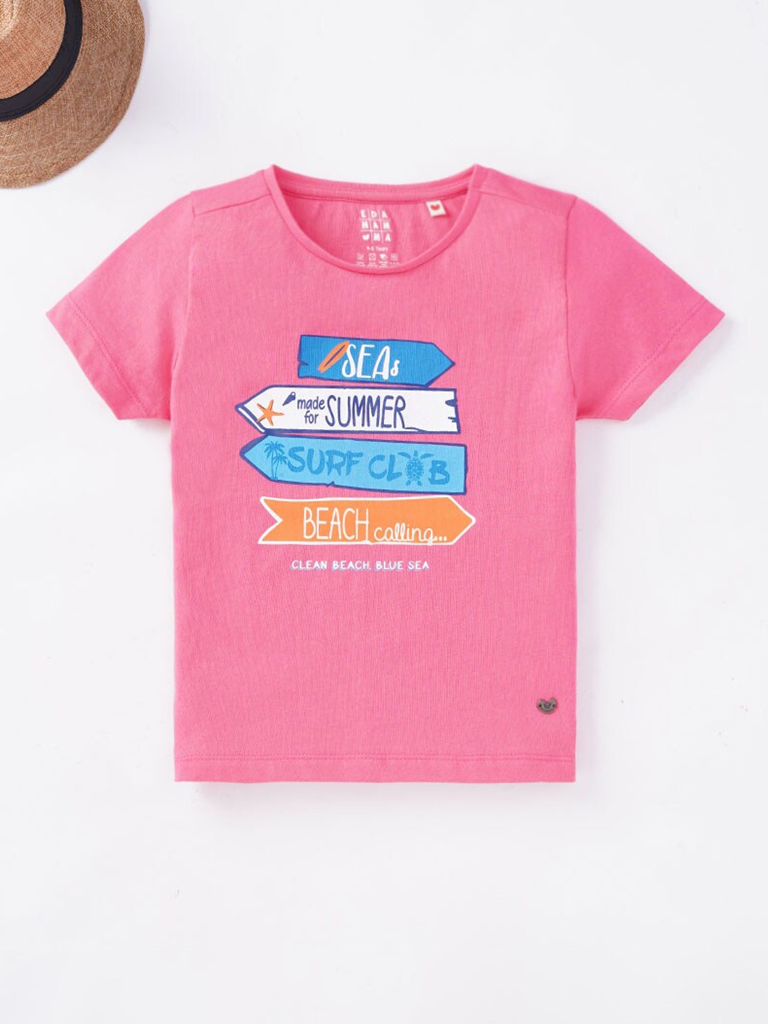 

Ed-a-Mamma Girls Pink Printed Cotton T-shirt