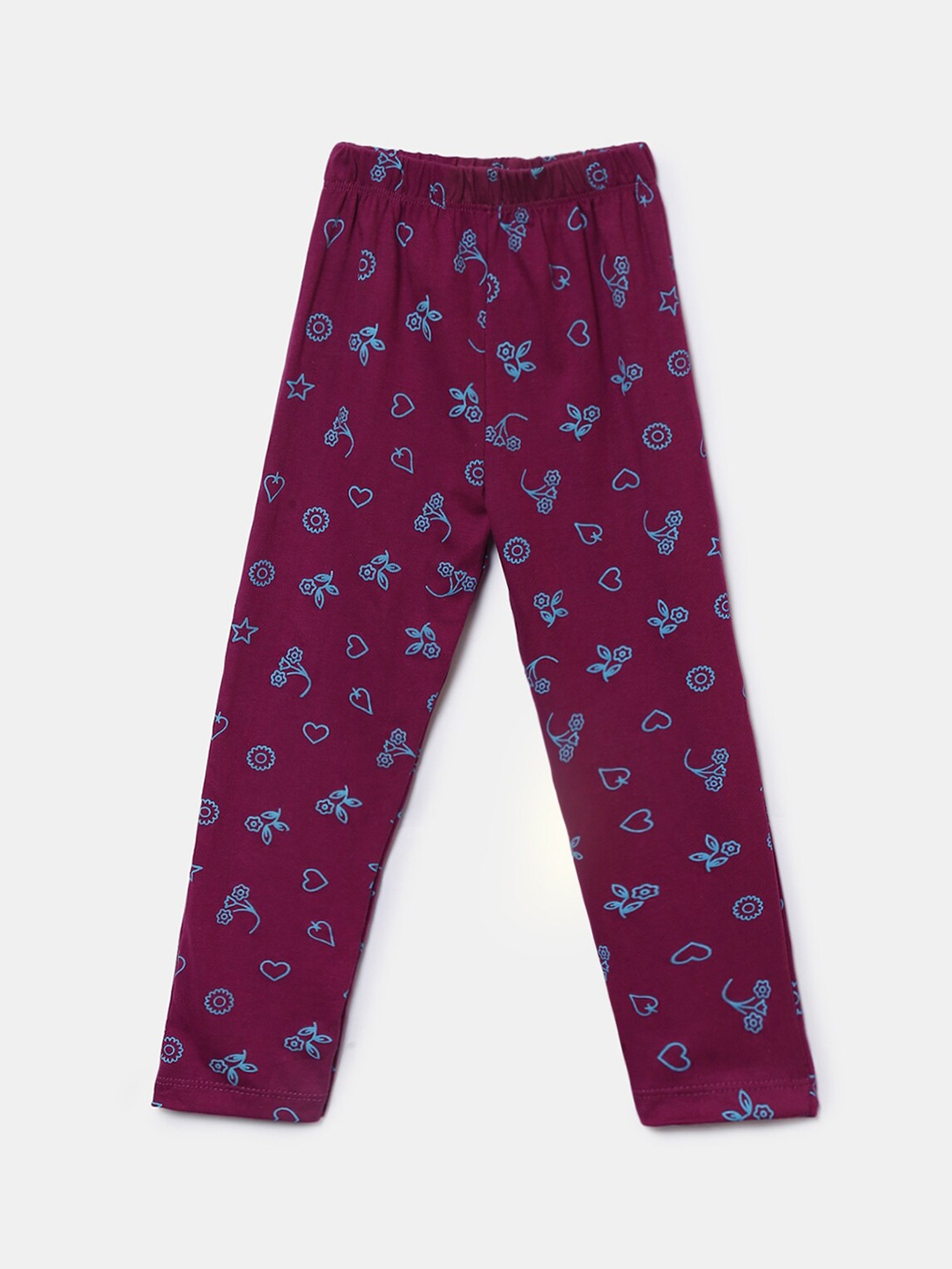 

Hopscotch Infant Girls Purple & Blue Printed Cotton Ankle-Length Leggings