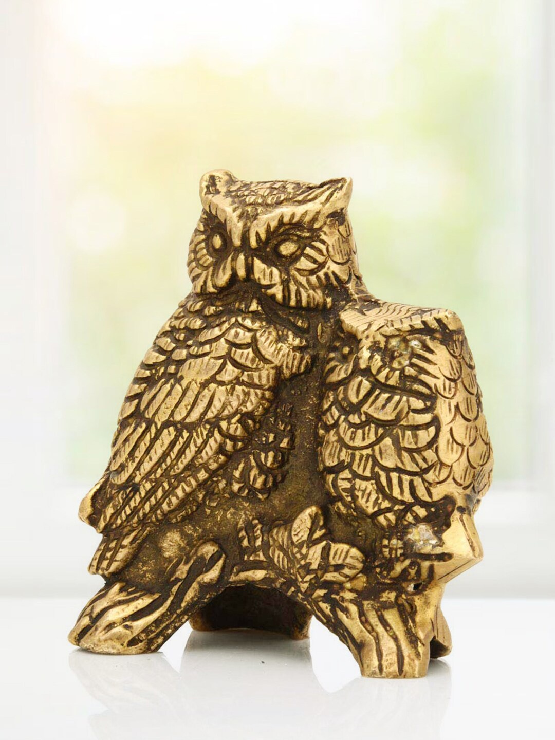 

CraftVatika Gold-Toned Owl Bird Decorative Showpiece