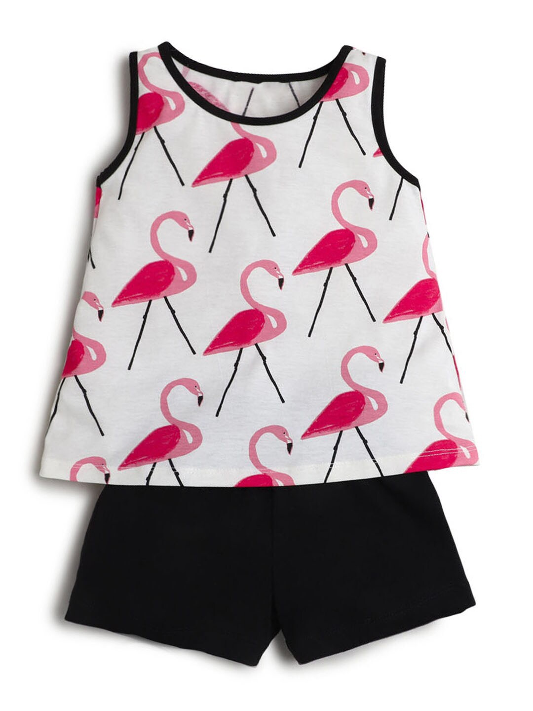 

Hopscotch Girls White & Black Printed Top with Shorts