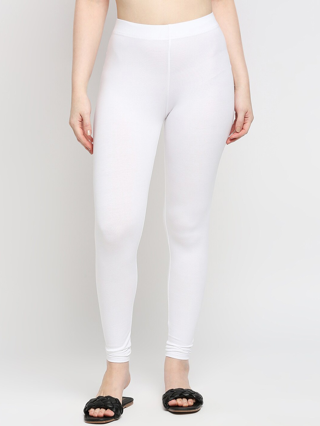 

ZRI Women White Solid Churidhar Length Leggings