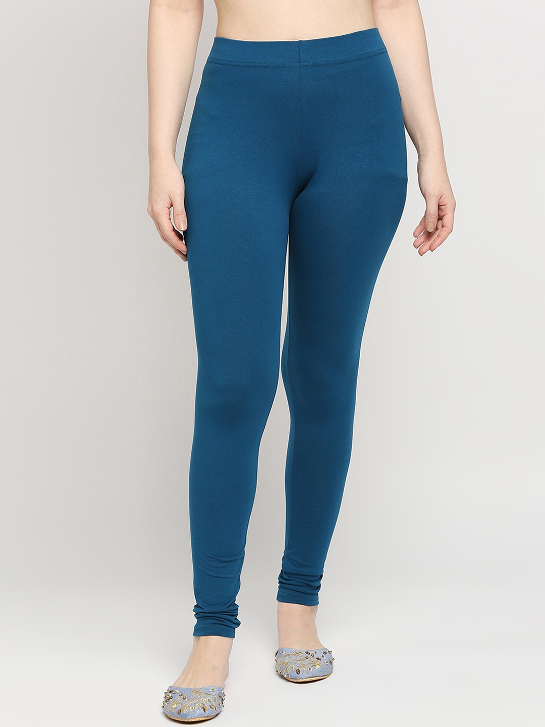 

ZRI Women Teal Blue Solid Leggings