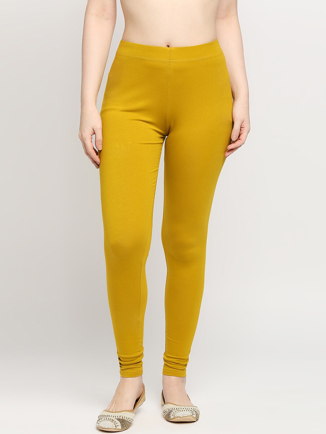 

ZRI Women Mustard Yellow Solid Leggings