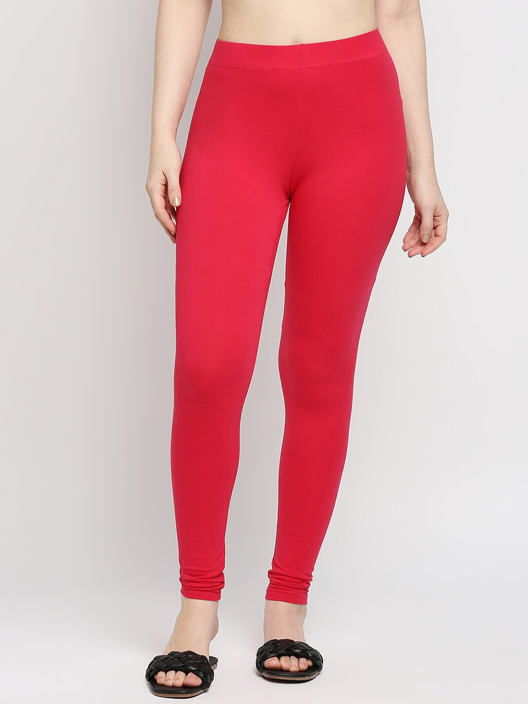 

ZRI Women Pink Solid Churidar-Length Leggings