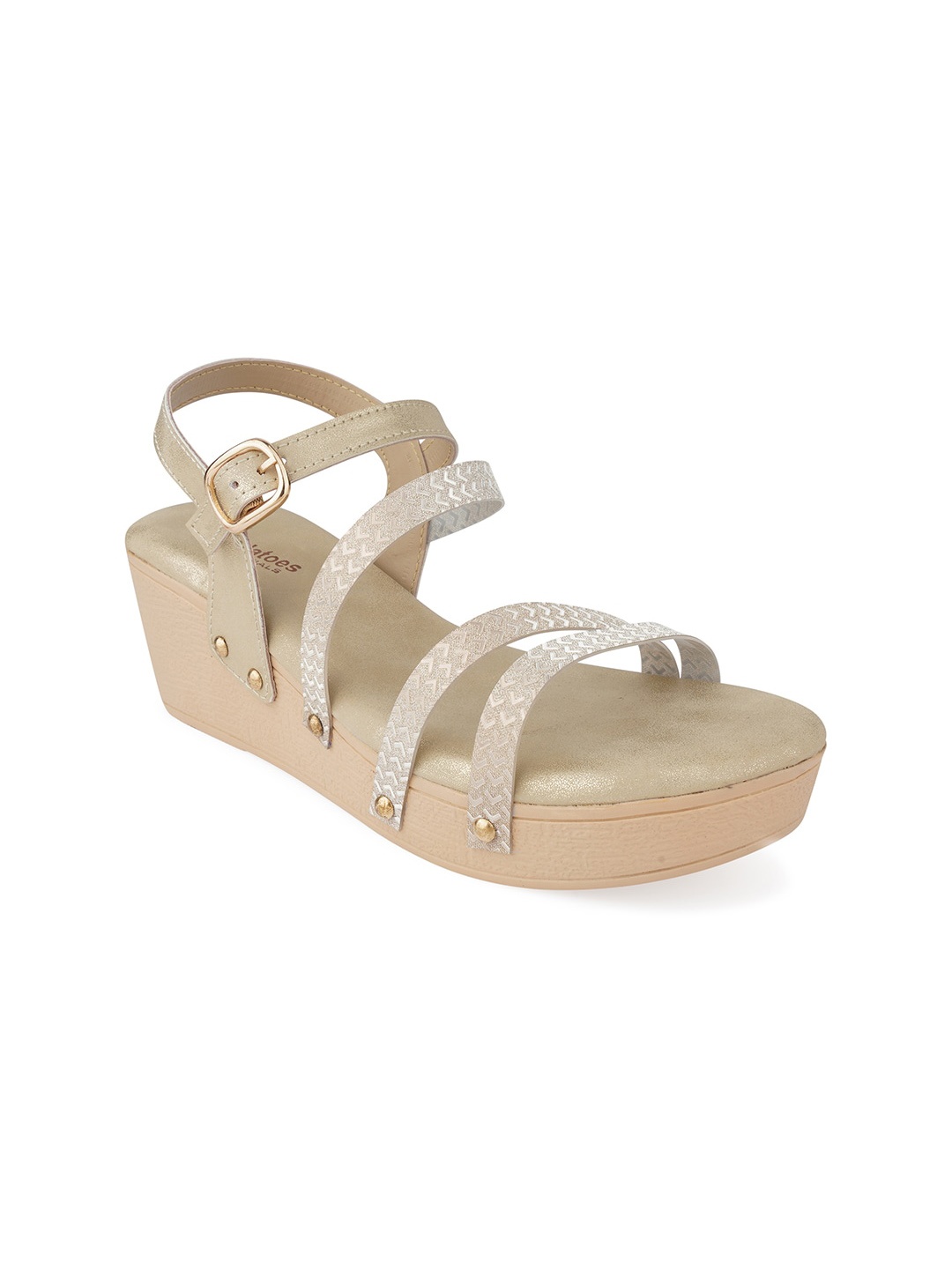 

Stelatoes Women Gold-Toned Party Wedge Heels