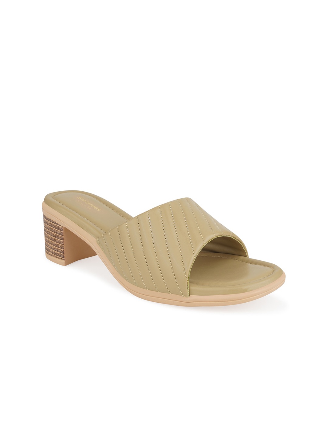 

Stelatoes Women Cream-Coloured Textured PU Block Peep Toes