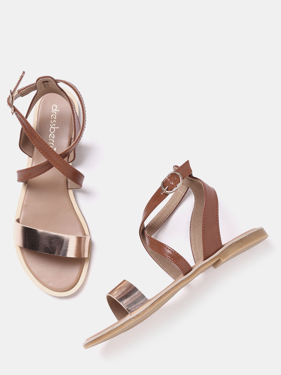 

DressBerry Women Brown & Rose Gold-Toned Colourblocked Flats