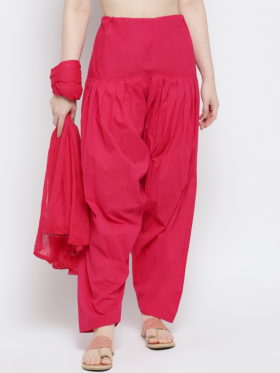 

ZRI Women Pink Solid Patiala Salwar & Dupatta Set