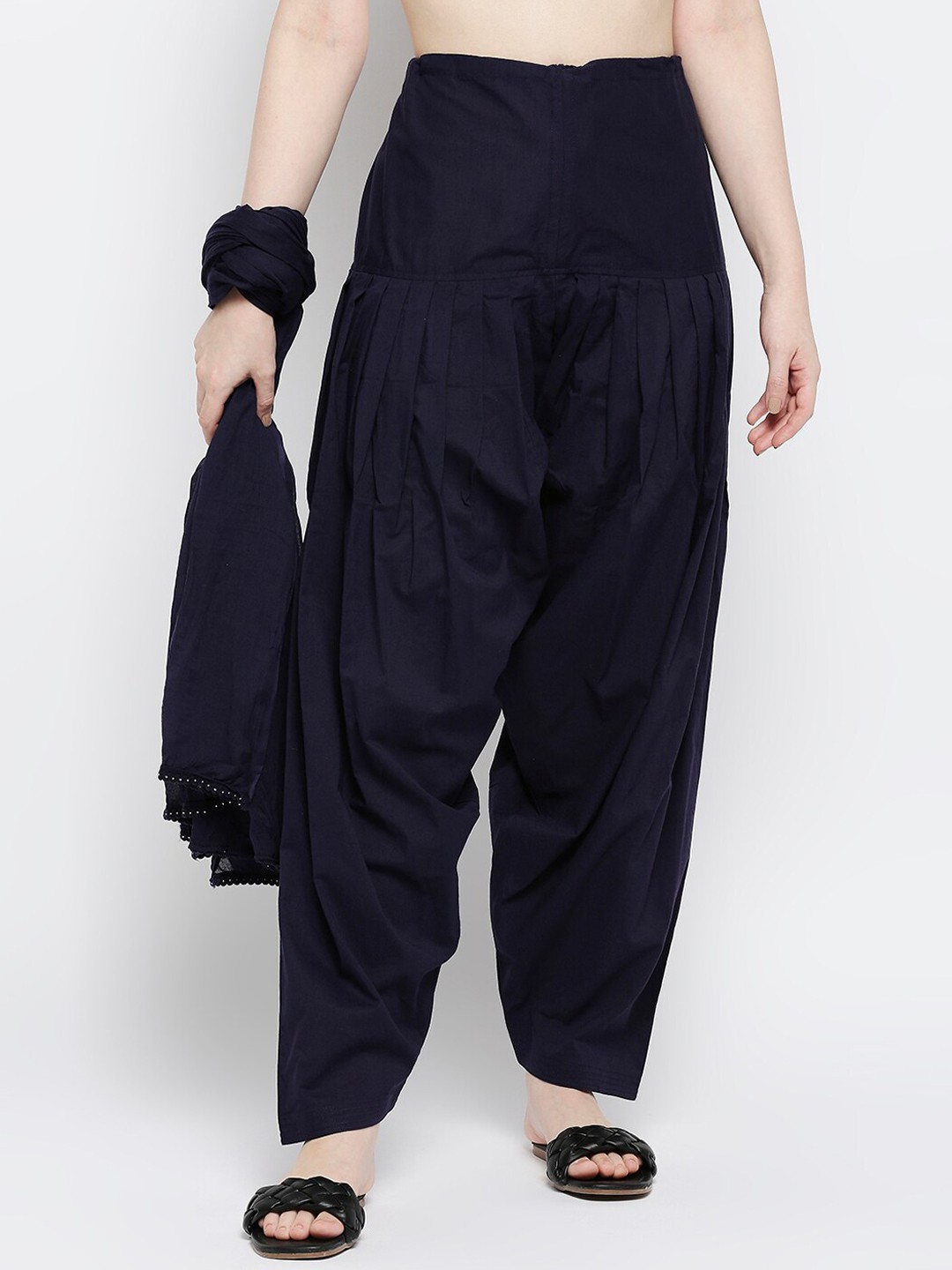 

ZRI Women Navy Blue Solid Patiala and Dupatta
