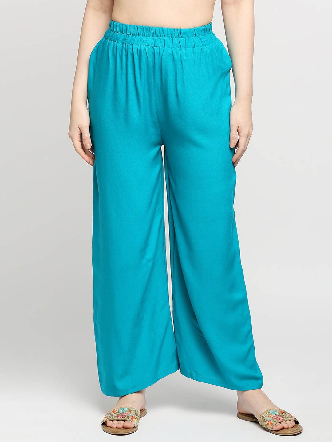 

ZRI Women Sea Green Wide Leg Palazzos
