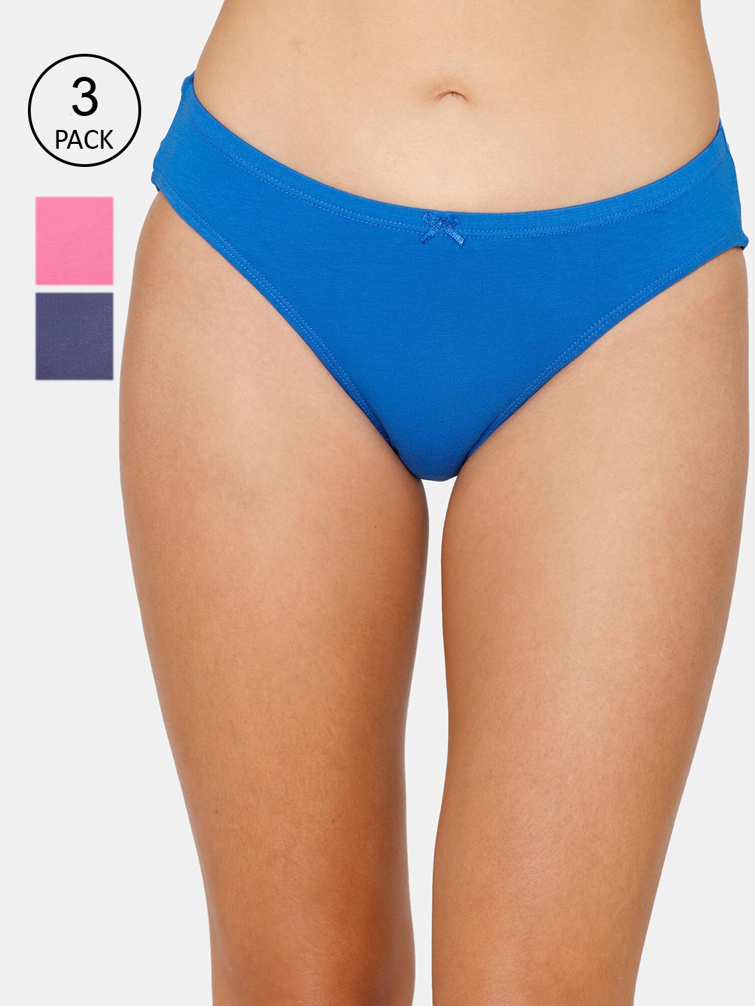 

Zivame Pack Of 3 Low Rise Full Coverage Bikini Panty, Blue