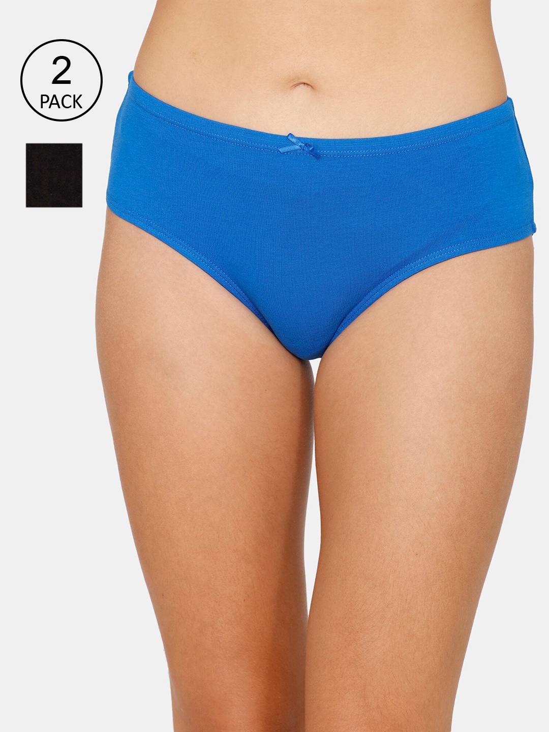 

Zivame Pack Of 2 Blue & Black Low Rise Full Coverage Hipster Panty ZI2682FASHASRTD