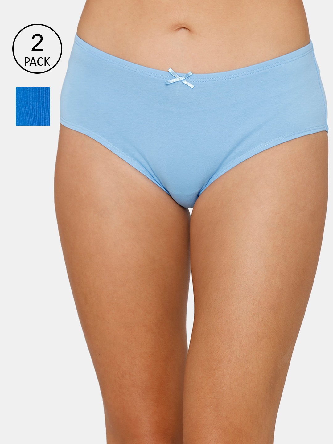 

Zivame Women Blue Solid Pack Of 2 Low-Rise Hipster Briefs