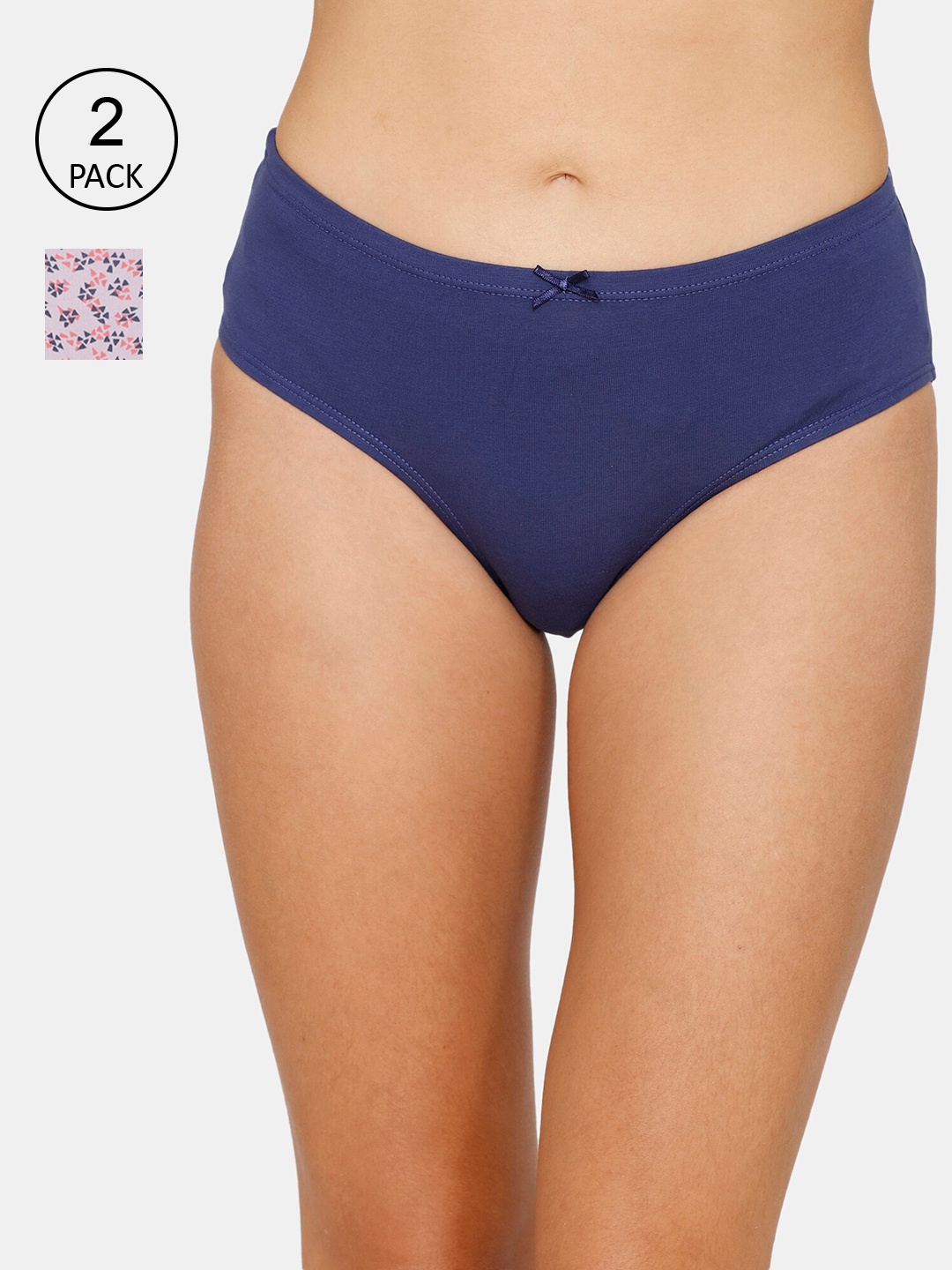 

Zivame Women Pack of 2 Pure Cotton Hipster Briefs, Blue
