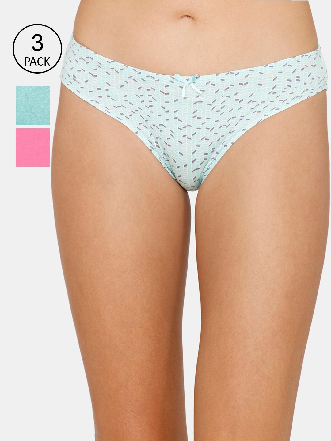 

Zivame Pack of 3 Printed Low Rise Full Coverage Bikini Briefs ZI2576FASHZBLUE, Pink