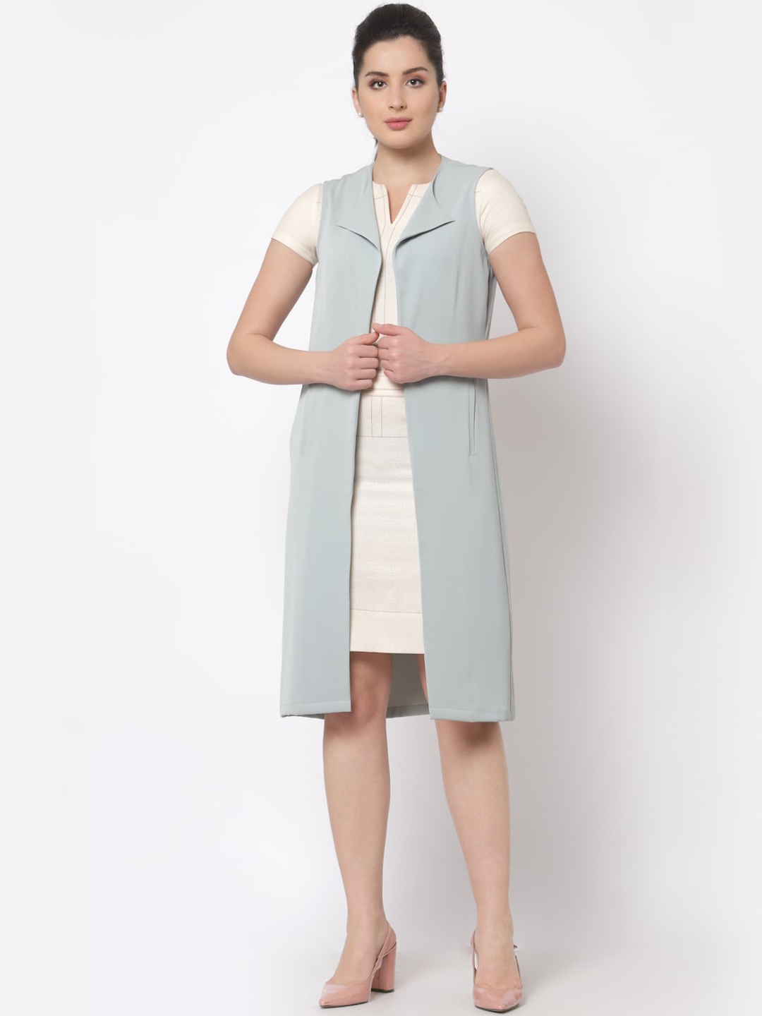 

OFFICE & YOU Women Blue Longline Open Front Jacket