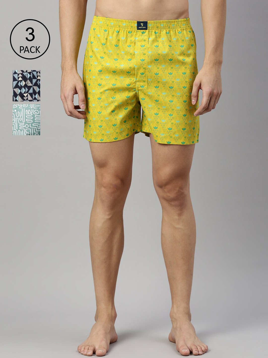 

Joven Men Pack of 3 Printed Pure Cotton Boxers - JB3P-NTGRAB, Multi