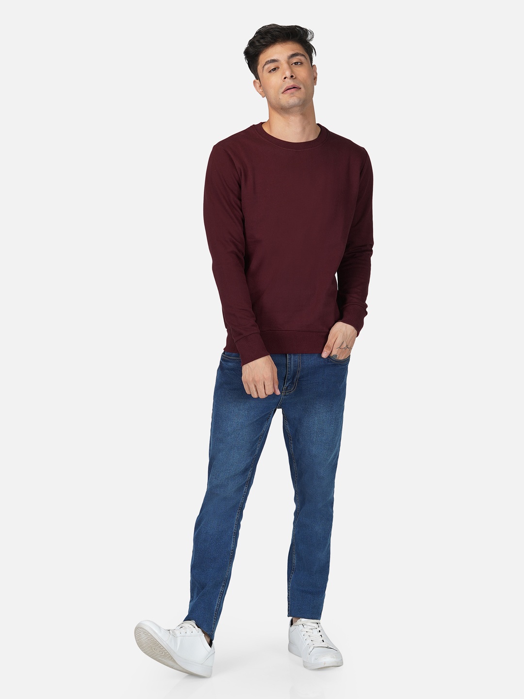 

Tinted Men Maroon Solid Sweatshirt, Brown