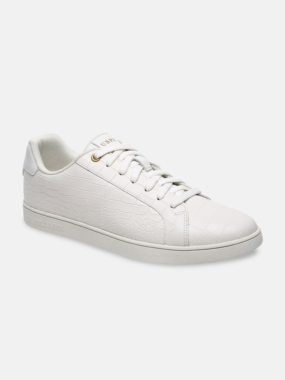

U S Polo Assn Men Off White PU Sneakers