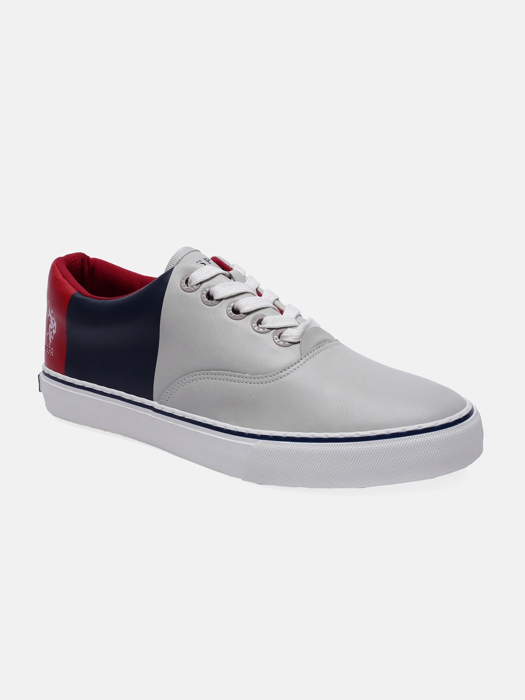 

U S Polo Assn Men Grey Colourblocked PU Sneakers