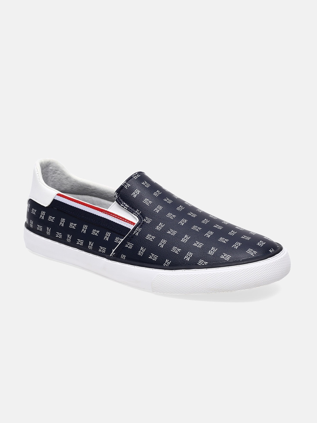 

U S Polo Assn Men Blue Printed PU Slip-On Sneakers