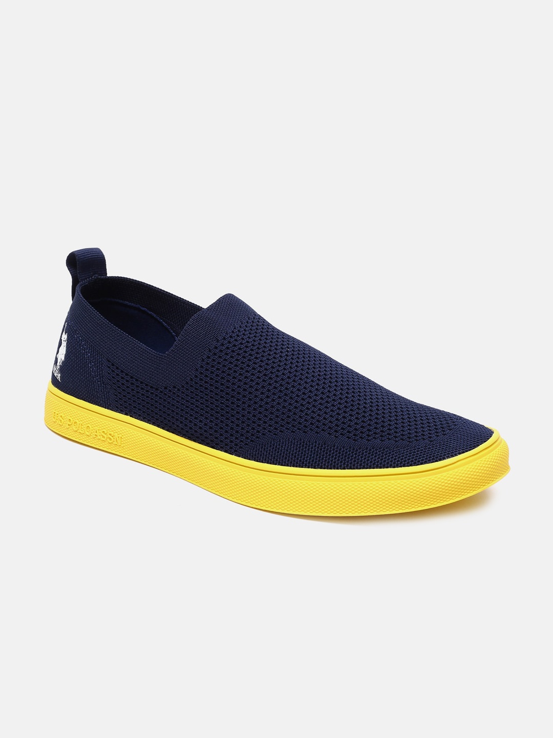 

U S Polo Assn Men Navy Blue Printed Slip-On Sneakers