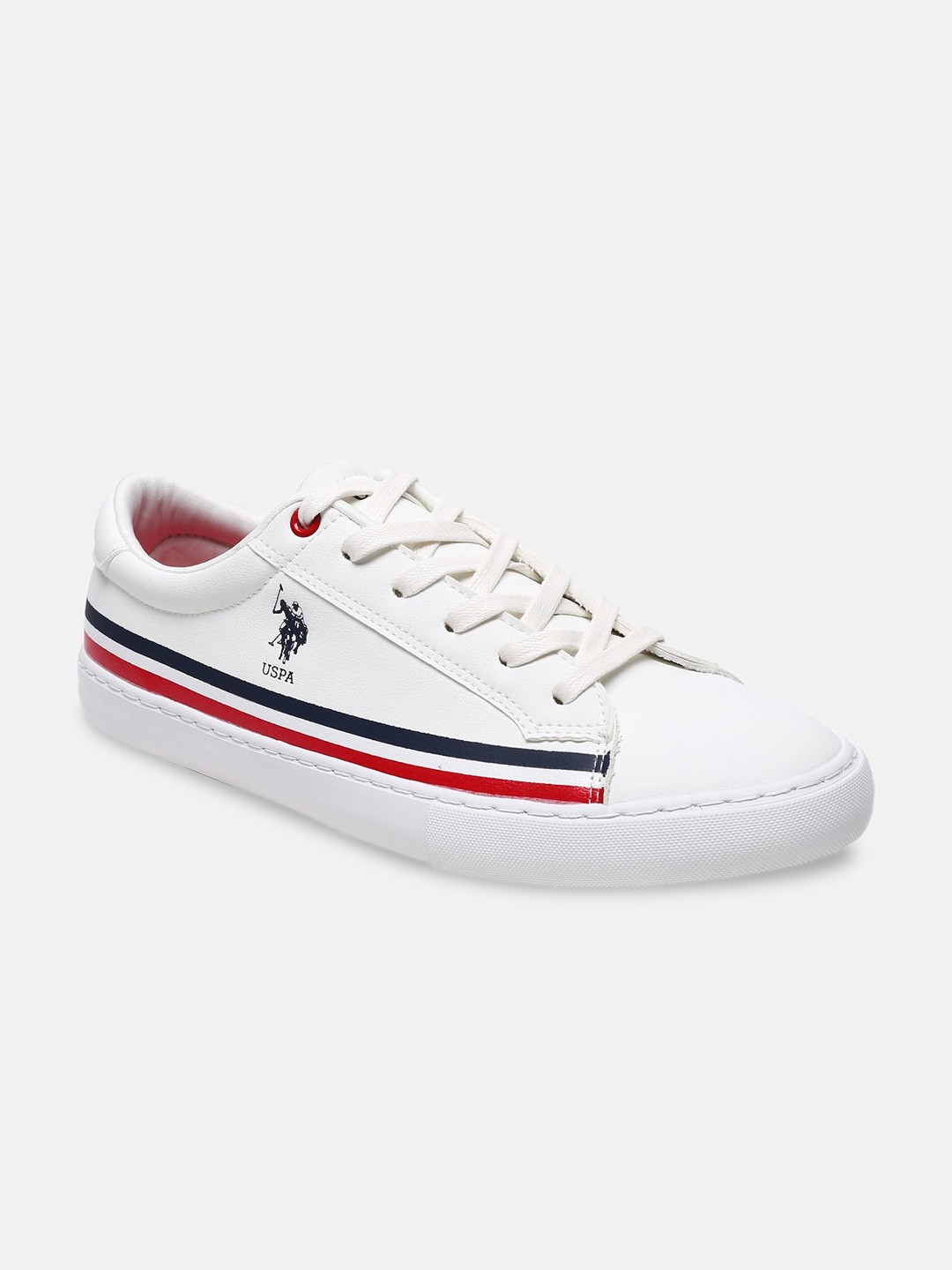 

U S Polo Assn Men Off White PU Sneakers