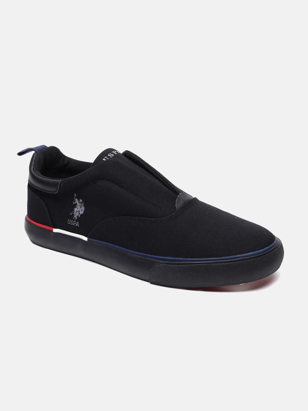 

U S Polo Assn Men Black Slip-On Sneakers