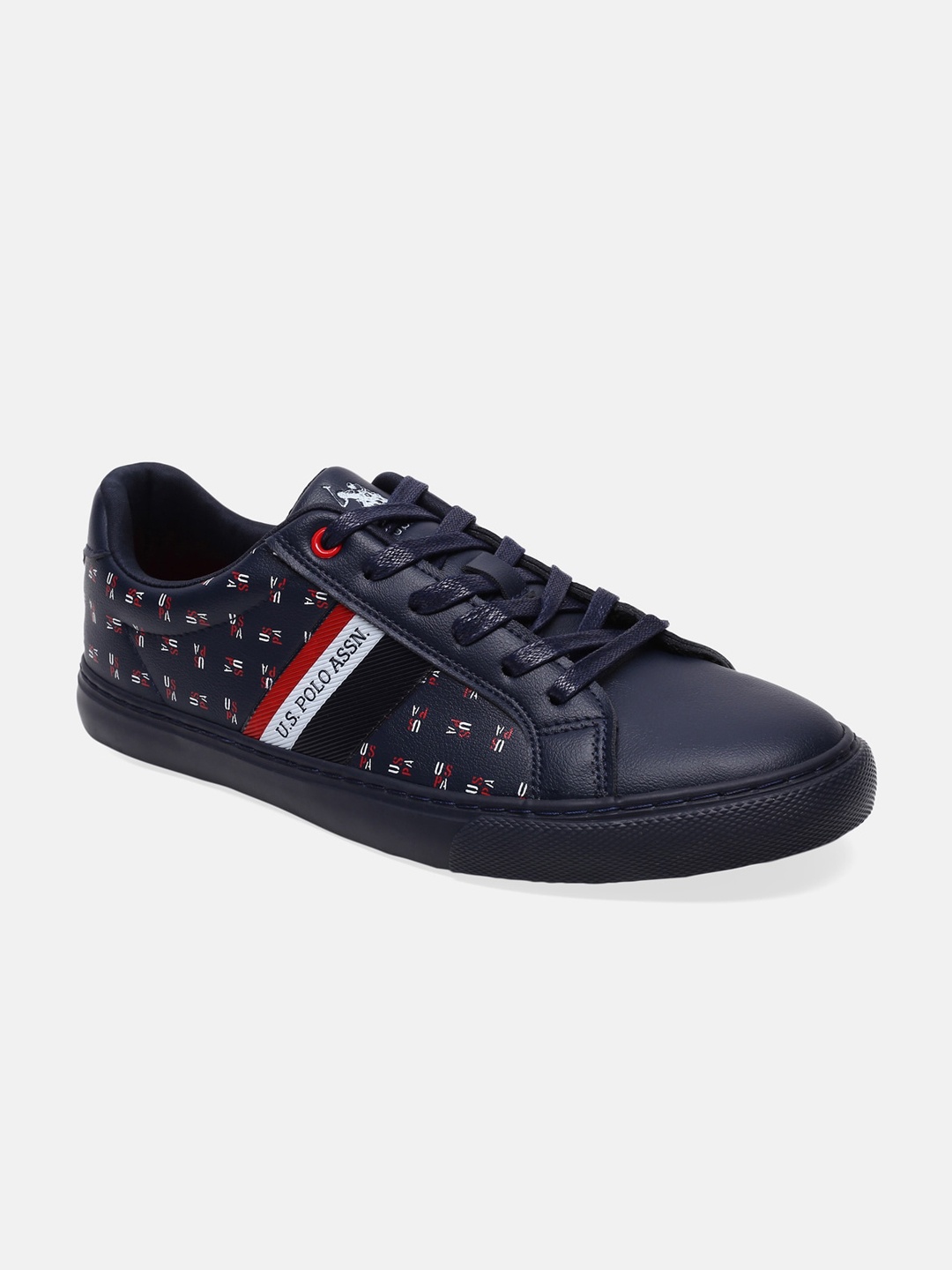 

U S Polo Assn Men Navy Blue Printed PU Sneakers