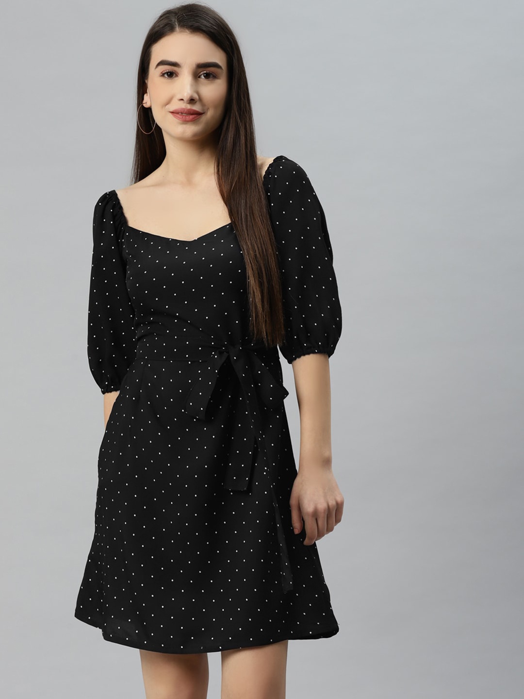 

SIRIKIT Black & White Printed Crepe A-Line Dress