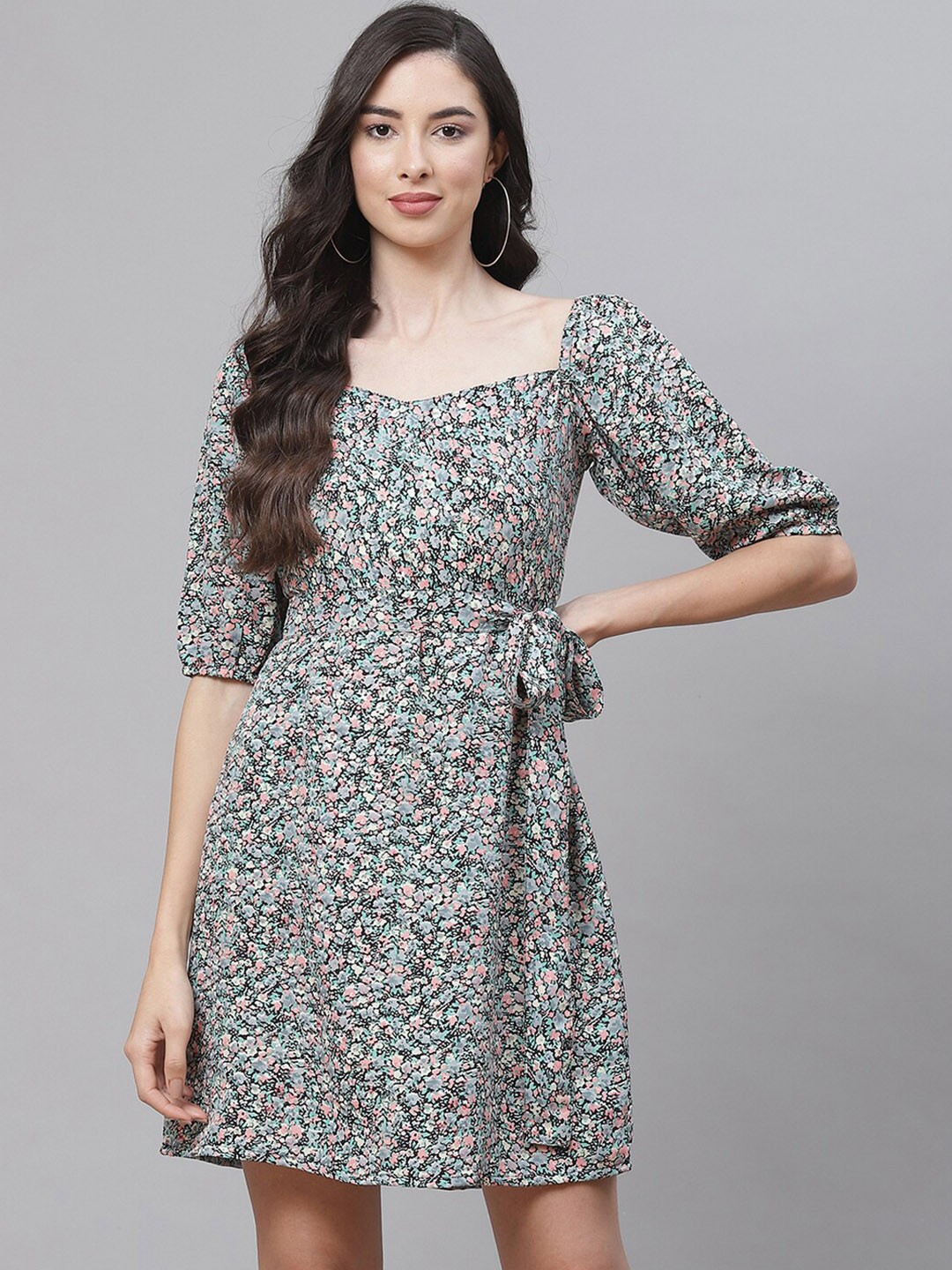 

SIRIKIT Black Floral Crepe Dress