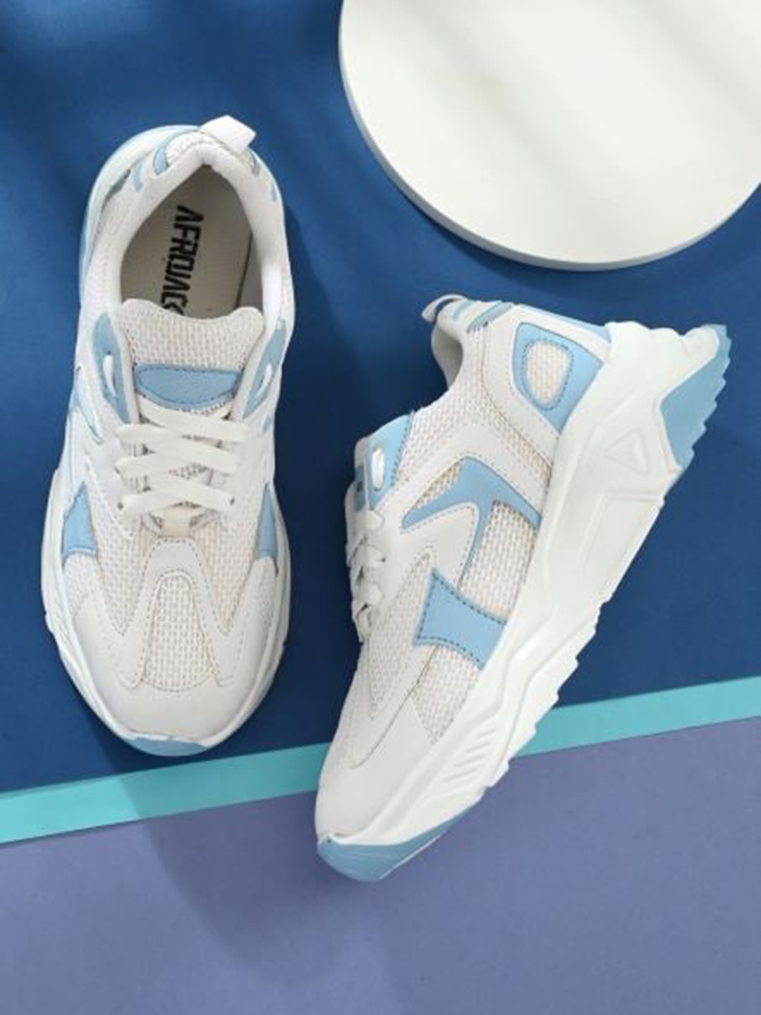 

AfroJack Women Blue & White Colourblocked Sneakers