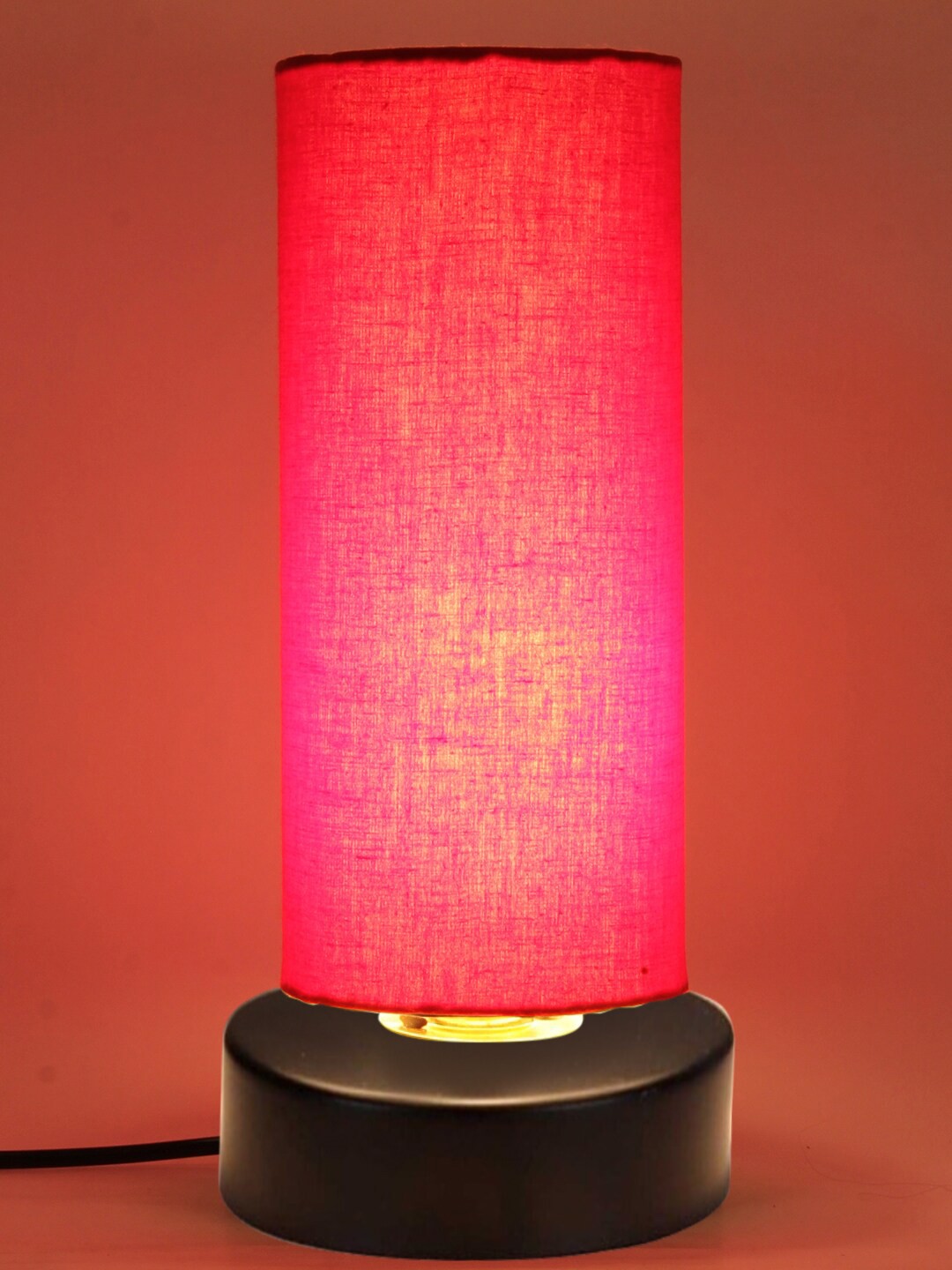 

Devansh Red Cylinder-Shaped Cotton Shade Table Lamp