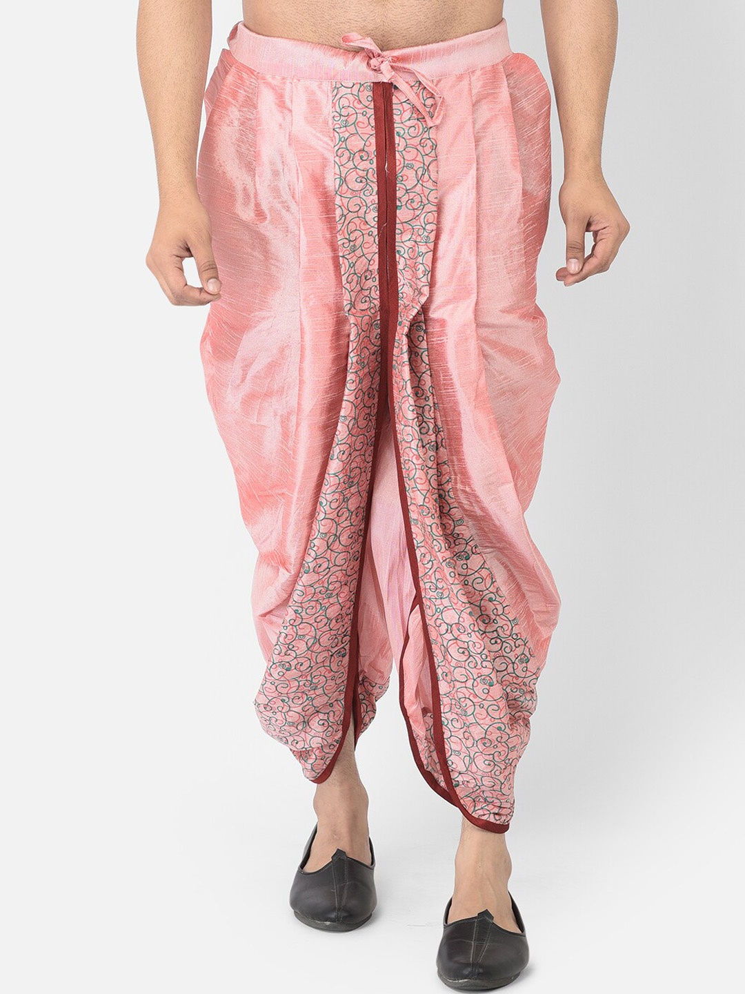 

DEYANN Men Peach Printed Dupion Silk Dhoti Pants