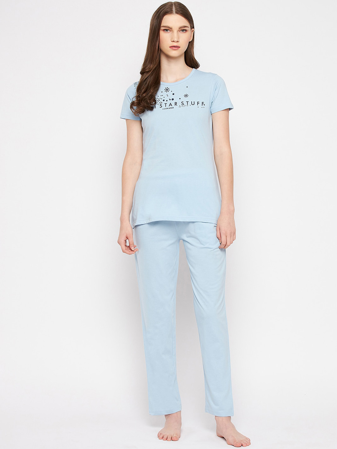 

Okane Women Blue Printed Night suit